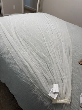 David's Bridal ivory Sheer Bridal Veil with Delicate Trim